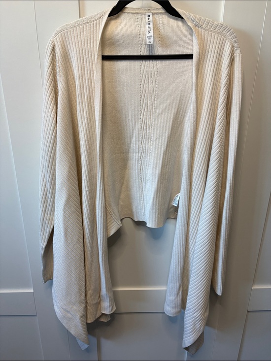Athleta Sweaters - Athleta Ivory Ribbed Open-Front Draped Cardigan